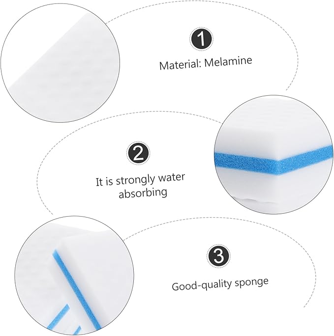 Luxshiny 10pcs Three-Layer Reusable Kitchen Sponge Scrubber Lightweight Quick-Dry Non-Scratch Dishwashing Pads for Multi-Surface Cleaning