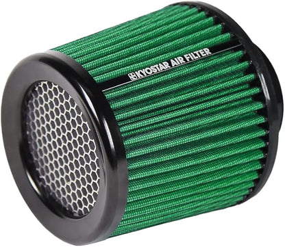KYOSTAR Universal 3" (76mm) High-Flow Air Filter, Reusable Cone Cold Air Intake, High Performance, Washable, Clamp-On Car High Flow Dry Air Kit, Flange Diameter: 3 Inch, Filter Height: 6.4 Inch, Green