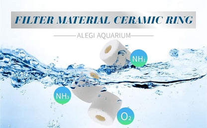 ALEGI Aquarium Premier Bulk Bio Ceramic Rings Filter Media for Fresh Water, Sea Water Fish Tank Canister Filter,Koi Fish Pond Reef Filter (2 lbs)