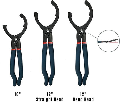 12" Oil Filter Pliers, Adjustable Oil Filter Wrench, Universal Oil Filter Removal Tool No Slipping for Engine Filters, Conduit, Fittings, Straight Head
