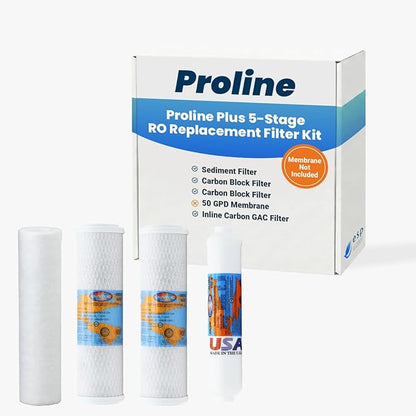 Proline Plus Filter Replacement Kit – One-Year Cartridge Bundle for Proline Plus RO System, Carbon, Sediment Water Filters and GAC Filters, Made in USA, Reverse Osmosis Membrane Not Included