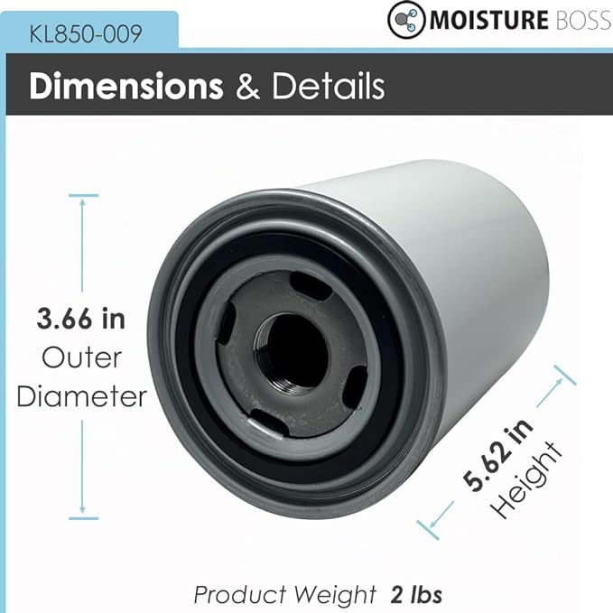 Air Compressor Oil Filter - Replacement Filter OEM Compatible with Quincy, Sullair, and Sullivan-Palatek - 10 Micron, 150 PSI, 31/32" - 20 Thread, 5.62" Tall x 3.66" OD
