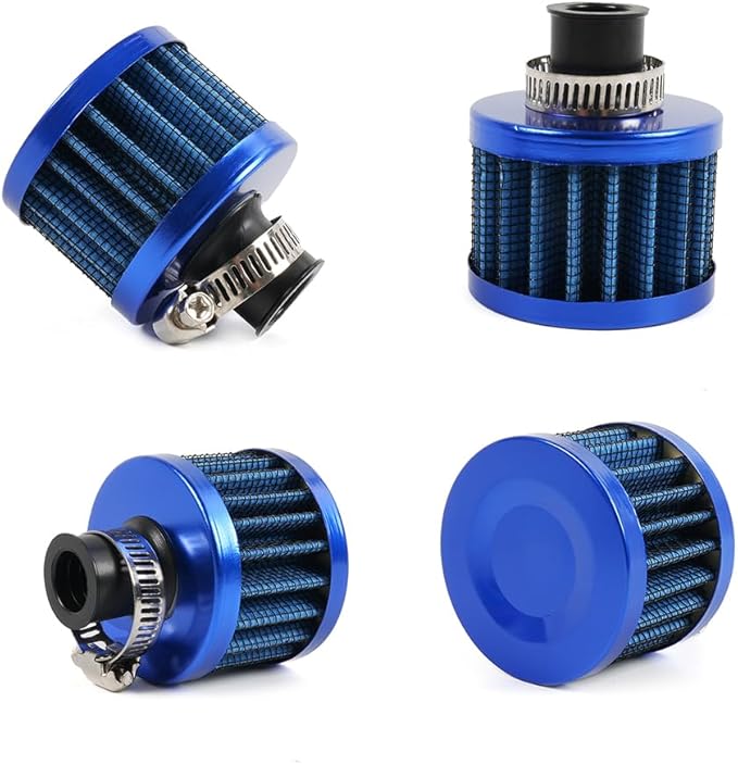 MUGE RACING 2Pcs Air Filter Cold Air Intake Filter Breather 12mm Valve Cover Breather Filter For Car and Motorcycle(Blue)