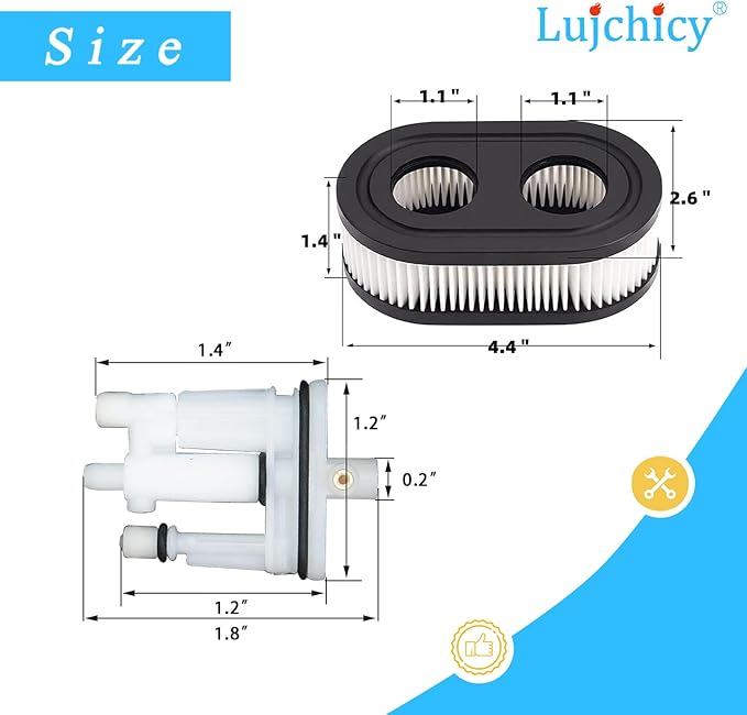 594060 592792 Main Jet for B&S 09P702 & 593260 Air Cleaner Cartridge Filter Replacement 592804 559648 596521 08P502