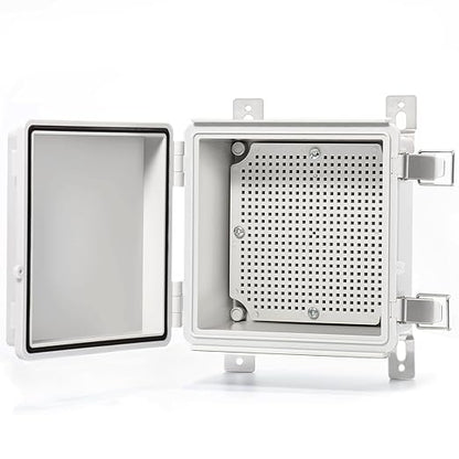 QILIPSU Waterproof Junction Box IP67 Outdoor Plastic Electrical Project Enclosure Weatherproof with Mounting Plate, Wall Brackets, Hinged Grey Cover 5.9"x5.9"x3.5"