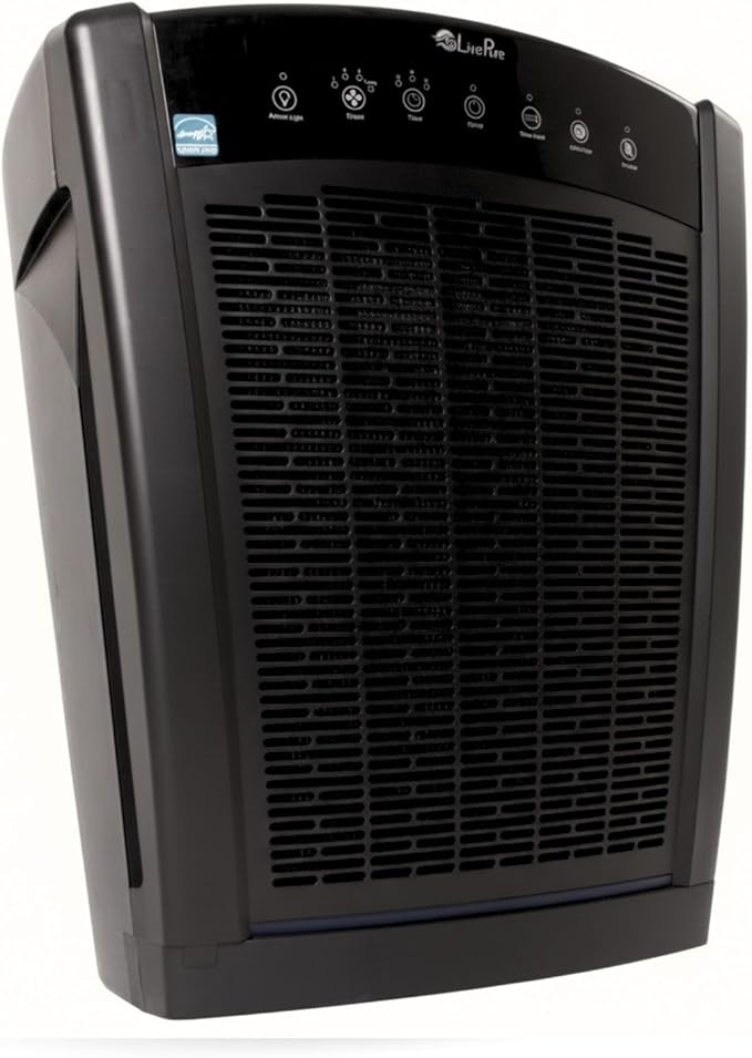 LivePure Bali Series Multi-Room Whole House Large Console Air Purifier, True HEPA Filter Captures Allergens, Smoke, Mold, Pollen, Dust Mites, Slate Black