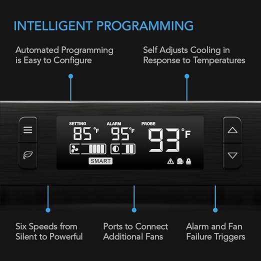 AC Infinity AIRCOM T9, Quiet Cooling Fan System 17" Top-Exhaust for Receivers, Amps, DVR, AV Cabinet Components