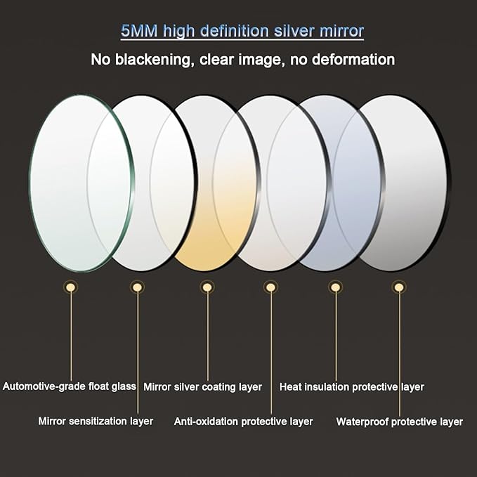 Round Bathroom Mirror with LED Lights and Demister，Round LED Bathroom Mirror with Light,Large Circle Mirror Backlit + Front Light，3 Colors Dimmable/Demister Pad(B,H60*W60cm/H23.6*W23.6IN)