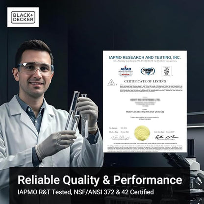 BLACK+DECKER Undersink Water Filter 10’’ | Reduces CHLORAMINE,Chlorine, Lead, PFAS, Bad Taste, Odor | Under Counter Water Filter Direct Connect to Kitchen Faucet | NSF/ANSI 42 Certified | 1 year