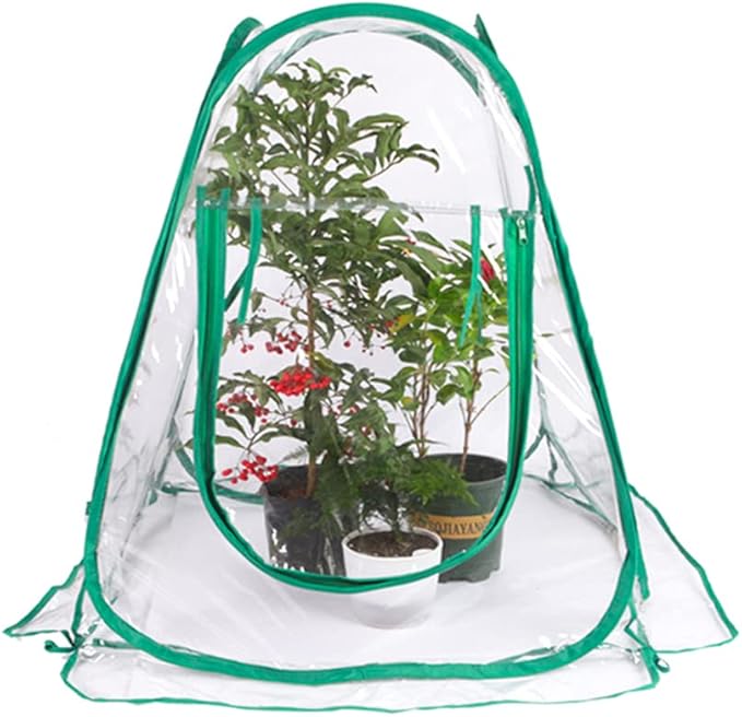 Mini PVC Greenhouse Cover Portable Insulated Pop Up Flower House for Outdoor Plants Protection 70x70x80cm for Flower Growers