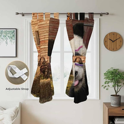 Farm Panda Living Room Curtains 84 Inch Length, Window Curtains Tab Top, Farmhouse Barn Funny Animals Butterfly Light Filtering Window Treatments Drapes 42"x84" 2 Panel