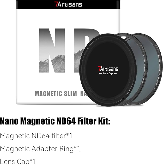 7artisans Nano Magnetic Filter UV Filter ND Light Reduction Filter/CPL Polarization Filter/GND Gradient Filter/Black Mist 1/4 Portrait Photography Filter Suitable for Lens(67mm ND64)