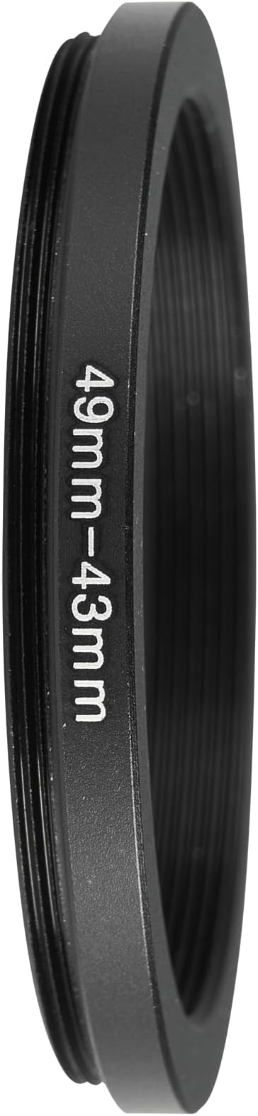 49-43mm Metal Step-Down Ring Adapter Compatible with Mirrorless Cameras DSLR Lens, UV CPL ND Filter Thread Converter, Black