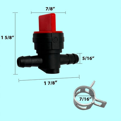 1/4" Inline Fuel Cut Off Valve Straight Gas Valve and Fuel Filter for BS 691035 40 Micron with Clamps