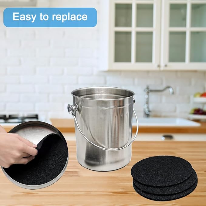 3 Pack Charcoal Filters for Compost Bucket, 6.7inch Compost Filter for Countertop Bin, Compost Pail Replacement Activated Carbon Charcoal Filters, Home Bucket Compost Bin Refill, Round
