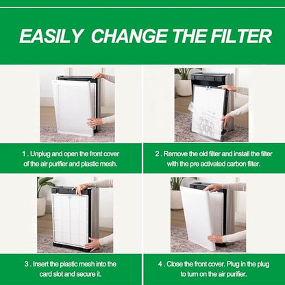 EverestAir Filter Replacement for Levoit EverestAir Air Purifier 2 Pack High-Efficiency Activated Carbon Everest Air Filters Compare to Part # EverestAir-RF