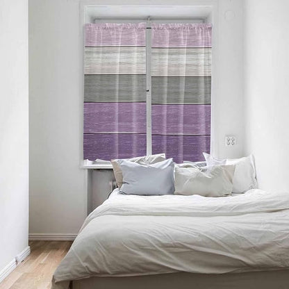 Country Wood Board Gray Purple Window Valance Curtains, Farmhouse Gradient Plank Light Filtering Kitchen Valance with 3-inch Rod Pocket for Living Room Bathroom Bedroom,2 Panel,42x63In