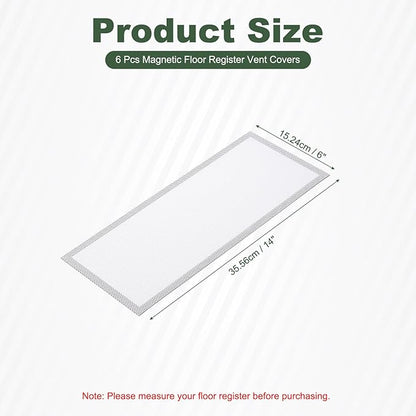 YOKIVE 6 Pcs Magnetic Floor Vent Covers, Floor Register Cover PVC Mesh Air Vent Screen Filters, Great for Home Floor, Wall, Ceiling, Catch Debris Hair Dust (White, 14-Inch x 6-Inch)