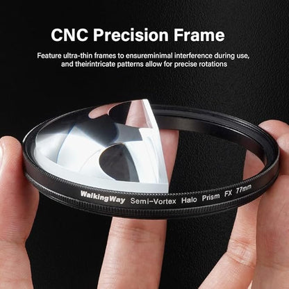Walking Way 77mm Split Halo FX Prism Lens Filter, Rotating Half-Frame Blur & Halo Effect Filter for Portraits, Creative Photography & Video, Durable Optical Glass