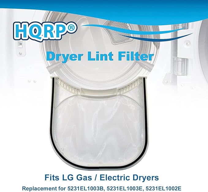 HQRP Dryer Lint Filter Assembly fits LG DLE0332W, DLG0332W, DLE0442G, DLG0452G, DLE0442W, DLG0452W, DLE1310W, DLG1320W Dryers