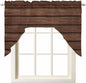 Brown Wooden Board Swag Kitchen Curtains Valance and Tier Set, Vintage Wood Grain Farmhouse Barn Themes Light-Filtering Swag Valance, Rod Pocket Short Curtain for Bedroom Cafe, 56x36 inches