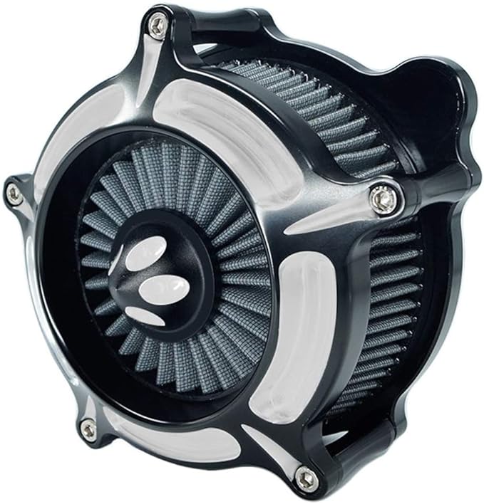 Motorcycle Air Filter Turbine Intake Cleaner Kit Cnc Cut Chrome for Harley Dyna 2000-2017 Softail 2000-2015 Touring 2000-2007 Fitment - B (Gray)