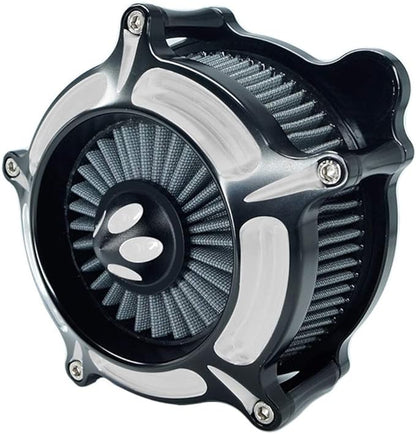 Motorcycle Air Filter Turbine Intake Cleaner Kit Cnc Cut Chrome for Harley Dyna 2000-2017 Softail 2000-2015 Touring 2000-2007 Fitment - B (Gray)