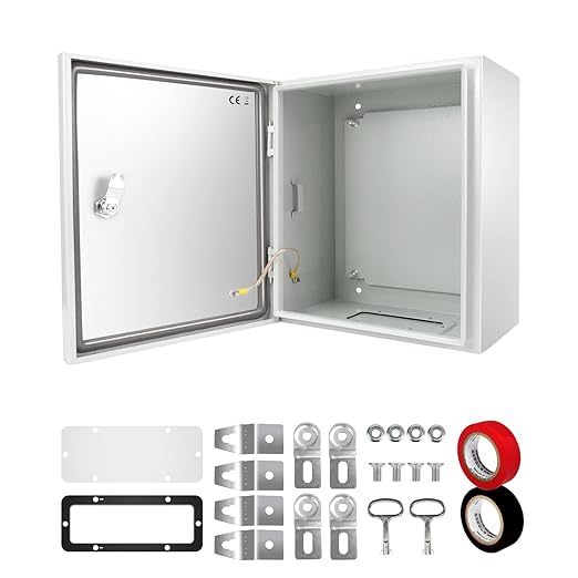 Outdoor Electrical Junction Box, 12 x 10 x 6'' NEMA 4X Enclosure Box, Wall Mounted IP66 Waterproof & Dustproof Lockable Metal Junction Box
