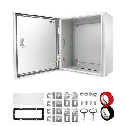Outdoor Electrical Junction Box, 12 x 10 x 6'' NEMA 4X Enclosure Box, Wall Mounted IP66 Waterproof & Dustproof Lockable Metal Junction Box