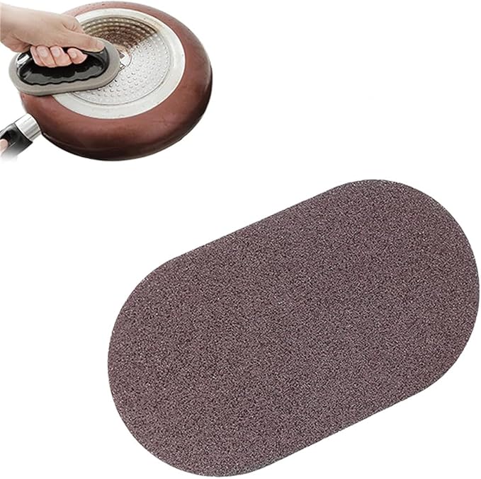 Nano Carborundum Sponge,Emery Sponge Kitchen Pot Brush with Handle,Scouring Pad Pot Scrubber,Pot Cleaner for Bottom of Pans,Wet Dry Sanding Sponges (Brown*1pc)