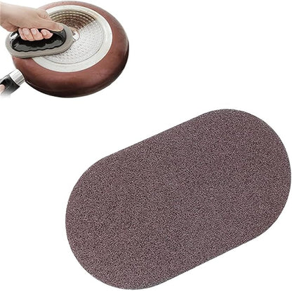 Nano Carborundum Sponge,Emery Sponge Kitchen Pot Brush with Handle,Scouring Pad Pot Scrubber,Pot Cleaner for Bottom of Pans,Wet Dry Sanding Sponges (Brown*1pc)