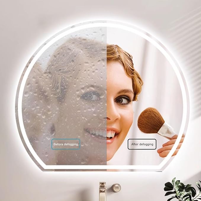 Bathroom Mirror with LED Lights, Wall Mounted Bathroom Mirrors, Bathroom Mirrors with Touch, 3 Colour Dimmable and Demister Pad, IP44 Smart Mirror(35.4"/90cm)