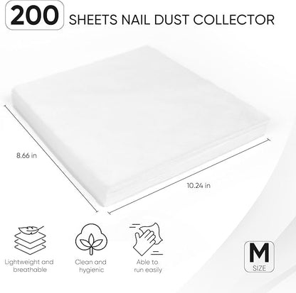 200 Sheets Nail Dust Collector Filter Paper, Disposable Nail Dust Filters for Most Finger Dust Collector Machine, Nail Vacuum for Fingernail Salon Spa Tech Supplies & Accessories (White, M)