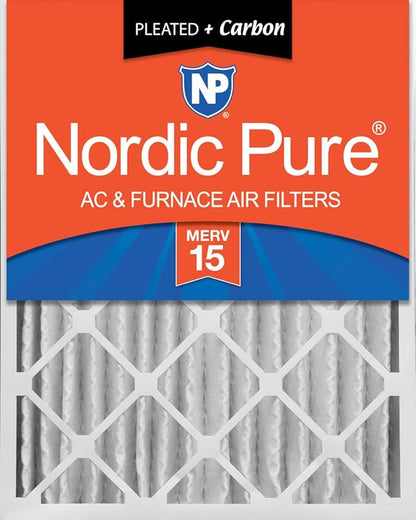 Nordic Pure 18x24x4 (Actual Size: 17 1/2 x 23 3/8 x 3 5/8) Pleated Air Filters MERV 15 Plus Carbon 1 Pack