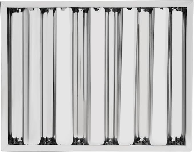 6Pcs 19.5W x 15.5H x 1.78TH Inch Commercial Hood Filters, 430 Stainless Steel 5 Grooves Hood Filters Restaurant Kitchen Exhaust Hoods for Grease Filter, Range Hood Baffle Filter