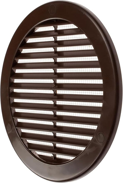 Vent Systems 6" Inch (Opening Dimensions) - Pack of 100 - Brown Soffit Vent Cover - Plastic Round Air Vent Grille - Built-in Mesh Screen - HVAC Register Louver for Bathroom, Home, Kitchen