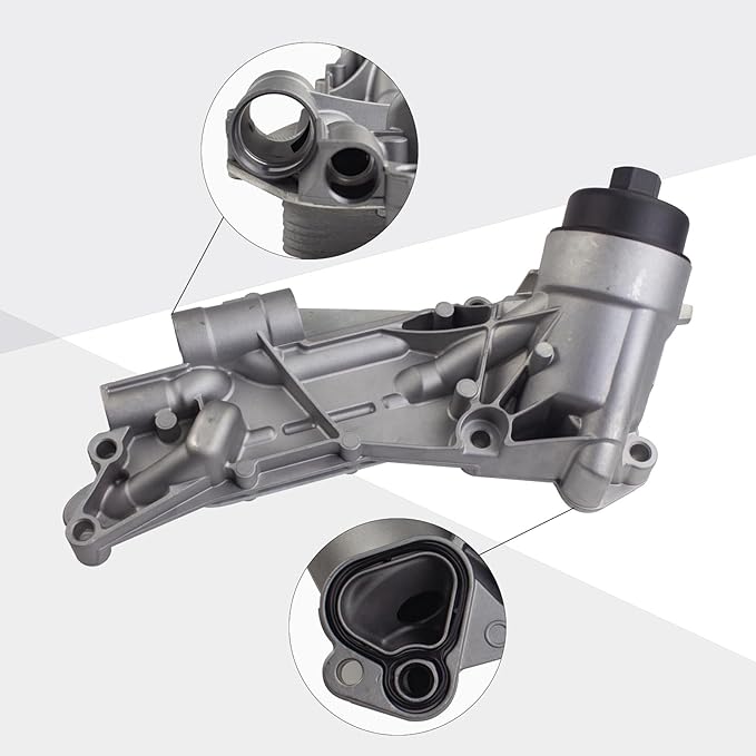 Upgrade aluminium Oil FILTER HOUSING With Engine Oil Cooler and aluminium cap compatible with Chevy Cruze Aveo Sonic Malibu，Pontiac G3，Saturn Astra 1.6L 1.8L