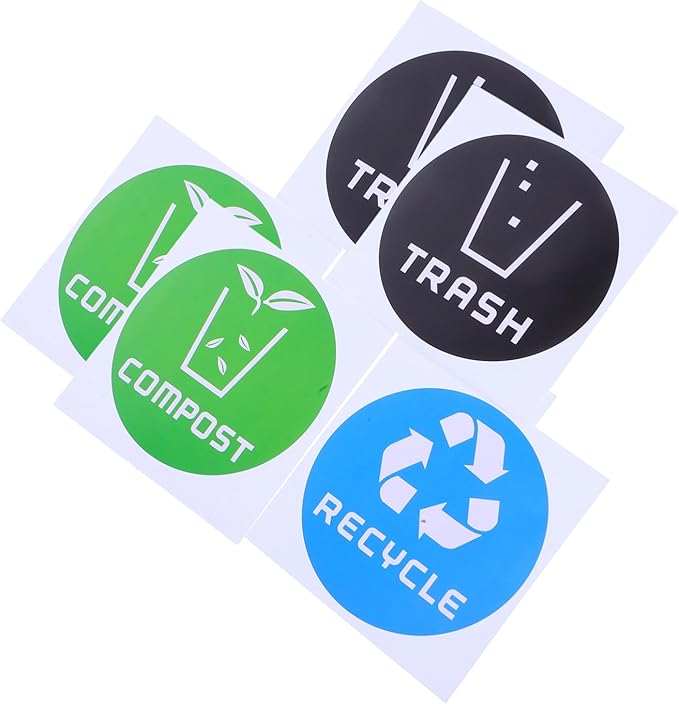 Milisten 6pcs Decorative Trash Classification Stickers Labels for Waste Sorting Recycling Strong Adhesion Stain-Resistant Easy Application for Bins Cans