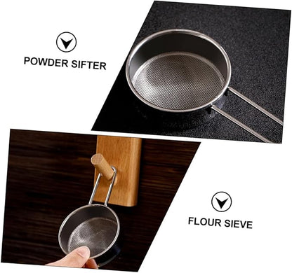 2pcs Stainless Steel Powdered Sugar Sieve Flour Sieve Sugar Sifter Baking Filter Light Strong Non-slip Handles