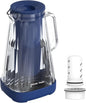 GLACIER FRESH 10 Cup Purela Glass Water Pitcher with 1 Ultrafiltration Membrane and Activated Carbon Filter, Reduces 99% Chlorine, PFOA&PFOS, Coliforms, Blue