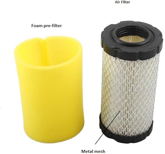 2 Pack 796031 Air Filter Pre-Cleaner Set Compatible with Briggs Stratton 594201 591334 797704 Air Cleaner Cartridge, Lawn Mower Air Filter, Plus Foam Pre Filter