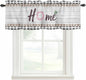 Spring Flowers Curtain Valances for Windows, Kitchen Valance Window Treatment, Farmhouse Watercolor Black Plaid Wood Grain Light Filtering Block Curtains for Bathroom/Bedroom/Living Room 60'' x 18''