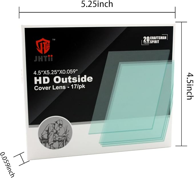 17pcs Welding Helmet HD Outside Cover Lens 4.5"X5.25"X0.059" for Welding Helmet Replacement Outside Lens Filter Covers