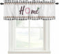 Spring Flowers Curtain Valances for Windows, Kitchen Valance Window Treatment, Watercolor Floral Leaf Black Plaid Light Filtering Block Curtains for Bathroom/Bedroom/Living Room 42'' x 18''