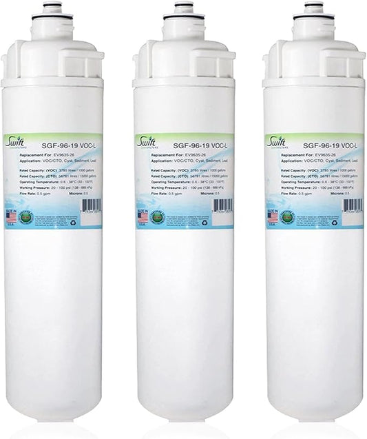 Swift Green Filters SGF-96-19 VOC-L Replacement water filter for Everpure EV9635-26, EP25, EP15 (3 Pack)
