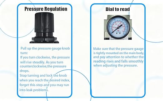 HengMinLingTong 1/2" NPT Compressed Air Filter Regulator Combo Piggyback, 5 Micron Brass Element, Poly Bowl, Auto Drain, Metal Bracket, 0-150 psi Gauge AW4000-04D