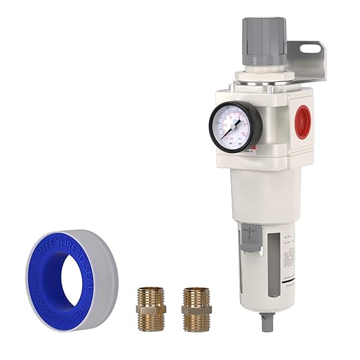 1"NPT Air Filter Regulator Combo Piggyback,5 Micron Brass Element, Semi-Auto Drain,Air Pressure Regulator AW5000-10,0-150 psi Gauge