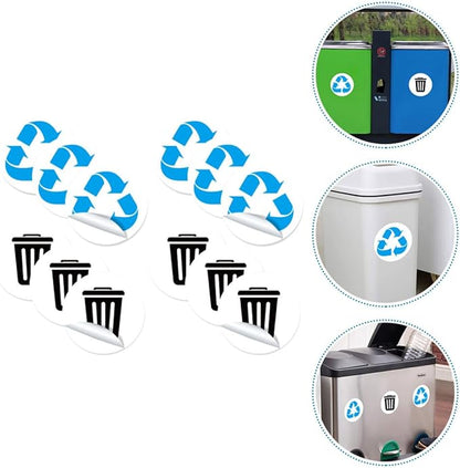 DOITOOL 12pcs Trash Can Recycling Stickers PVC Waste Sorting Decals Removable Self-Adhesive Encourage for Home Office