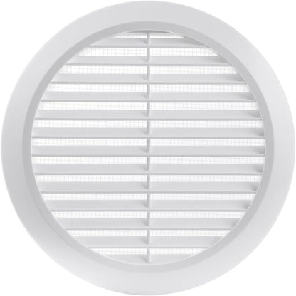 White 6" Inch Round Ventilation Grille with Insect mesh. (Duct 6Ø / Grille 7Ø) Ventilation Applications. Indoor and Outdoor Vent Cover. Available 3 Sizes / 4 Colors.