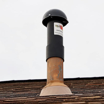 OdorHog Vent Stack Pipe Filter 4 Sizes, Black ABS with Mushroom Cap, Removes Outdoor Septic and Sewer Odors (1.5-inch)